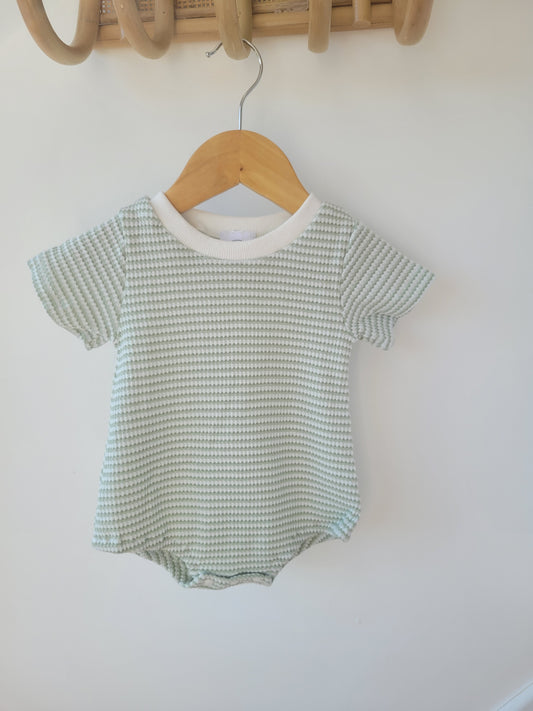 Pastel green stripes rib romper