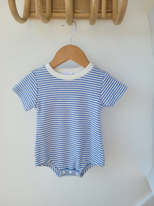 Aqua stripes rib romper