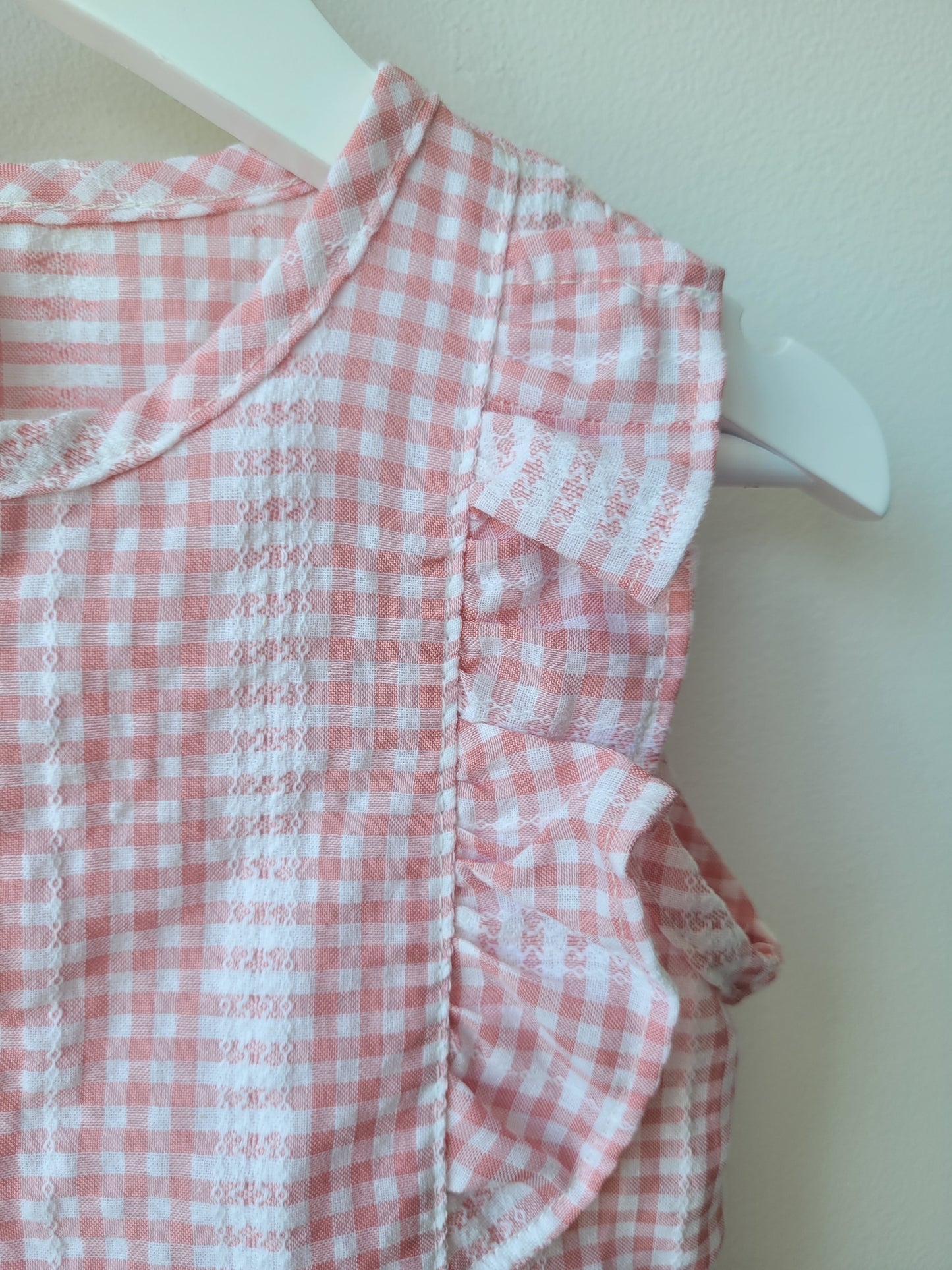 Ruffled sleeveless gingham dress