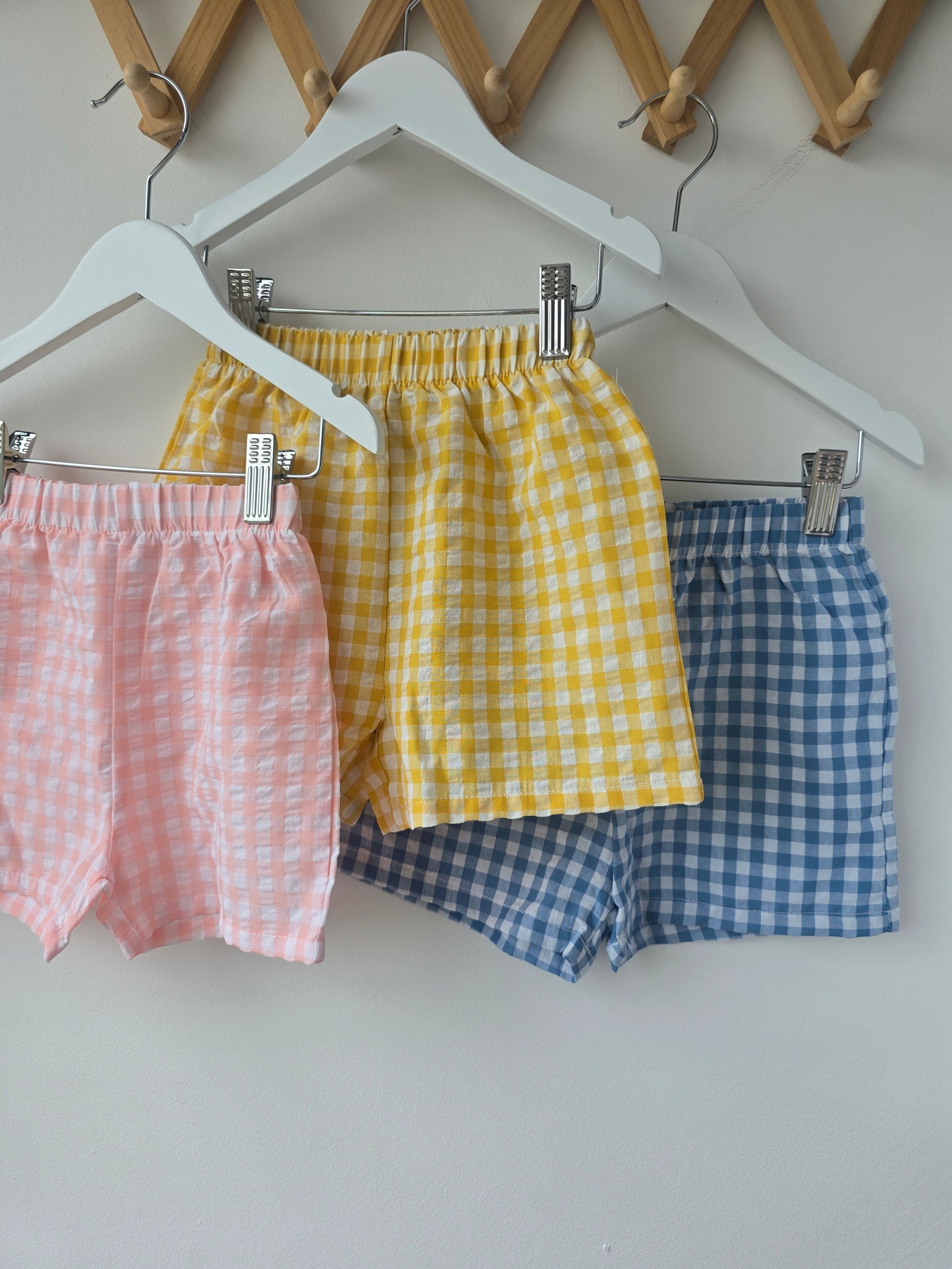 Plaid shorts yellow