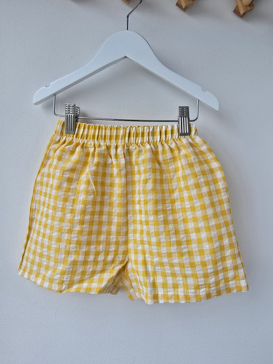 Plaid shorts yellow