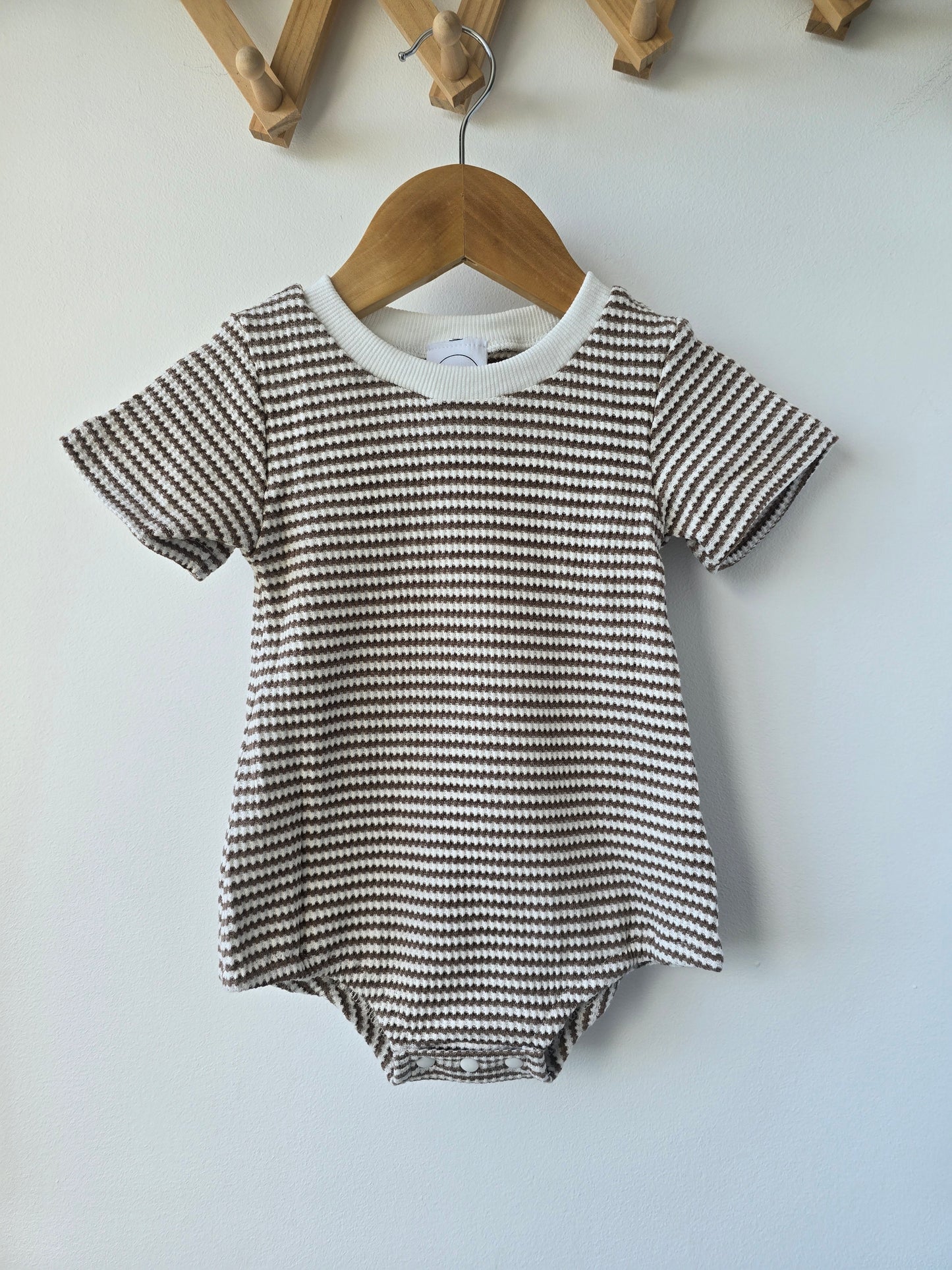 Coffee stripes rib romper