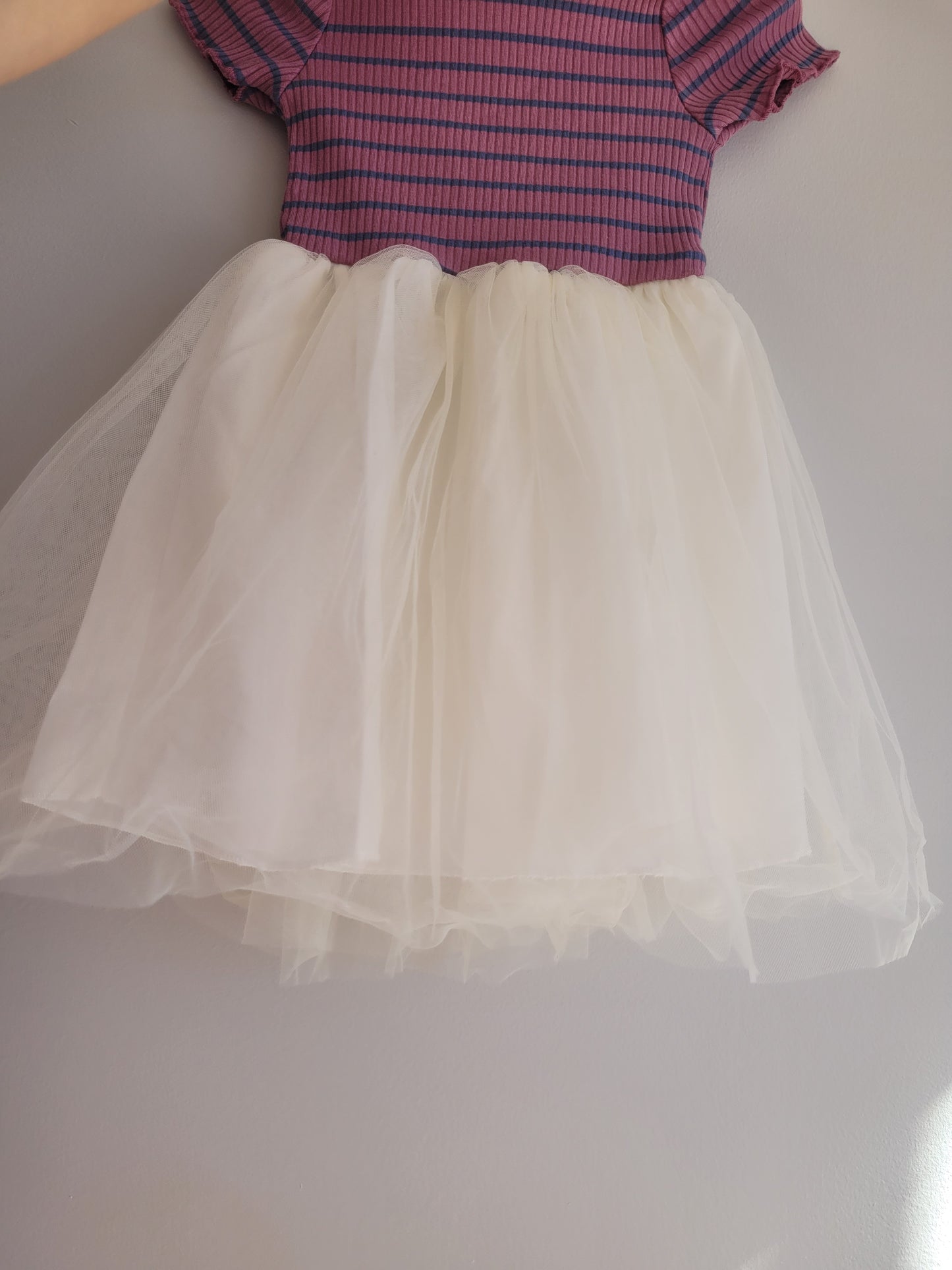 Berry stripes tulle dress