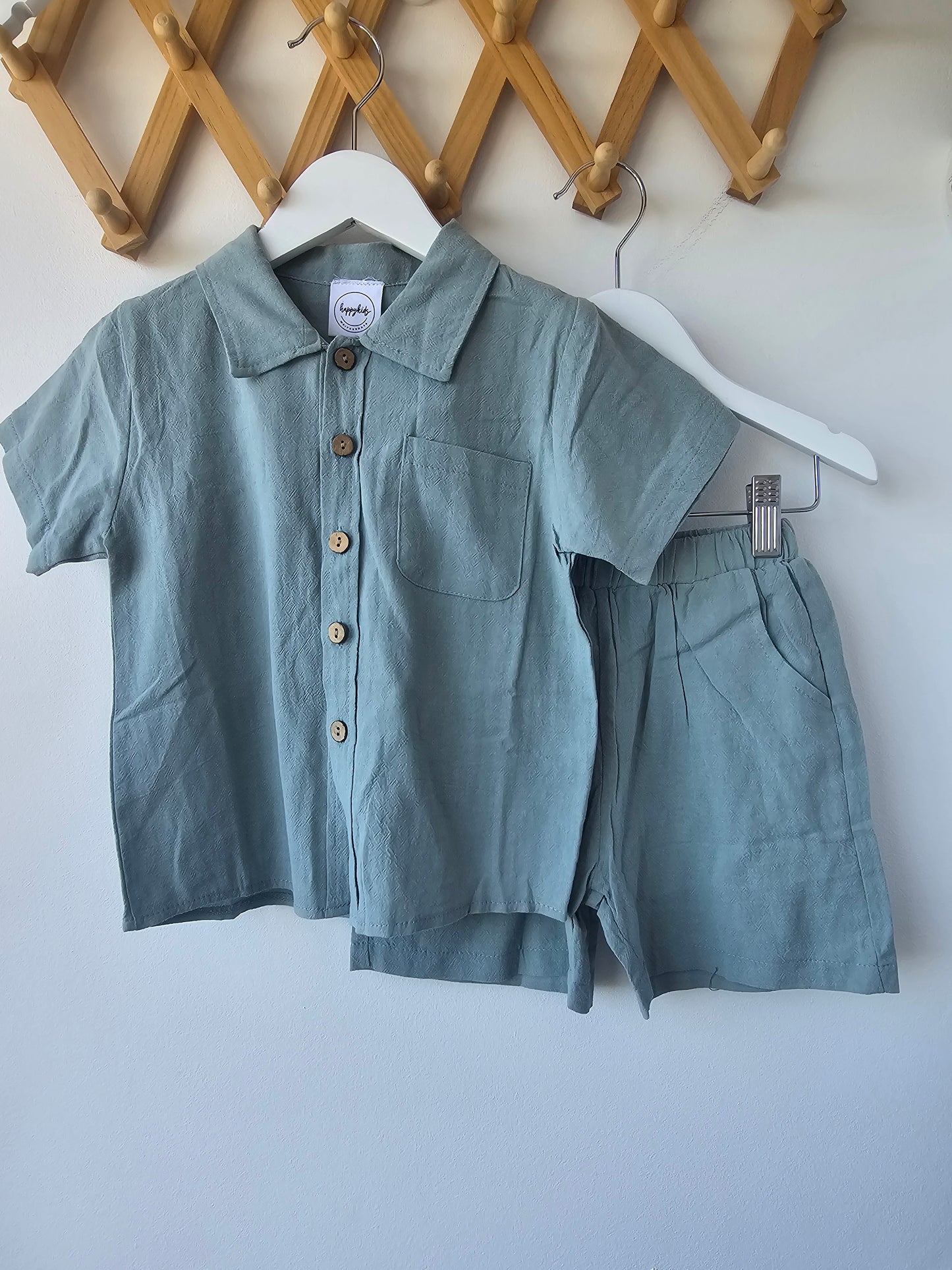 Deep green button-up set