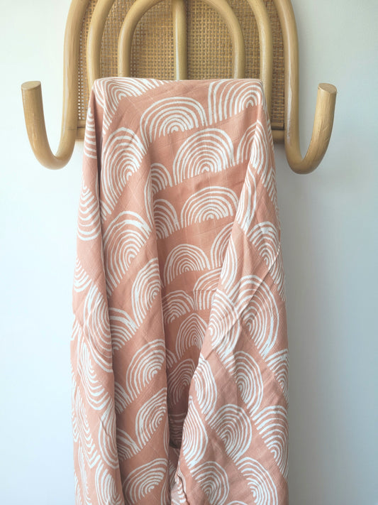 Dusty rose rainbow bamboo/cotton swaddle