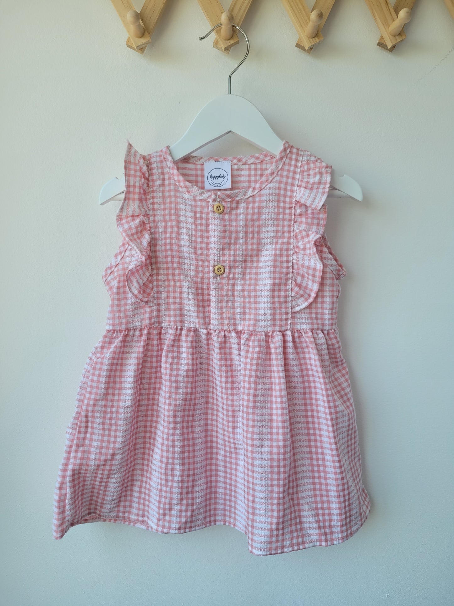 Ruffled sleeveless gingham dress