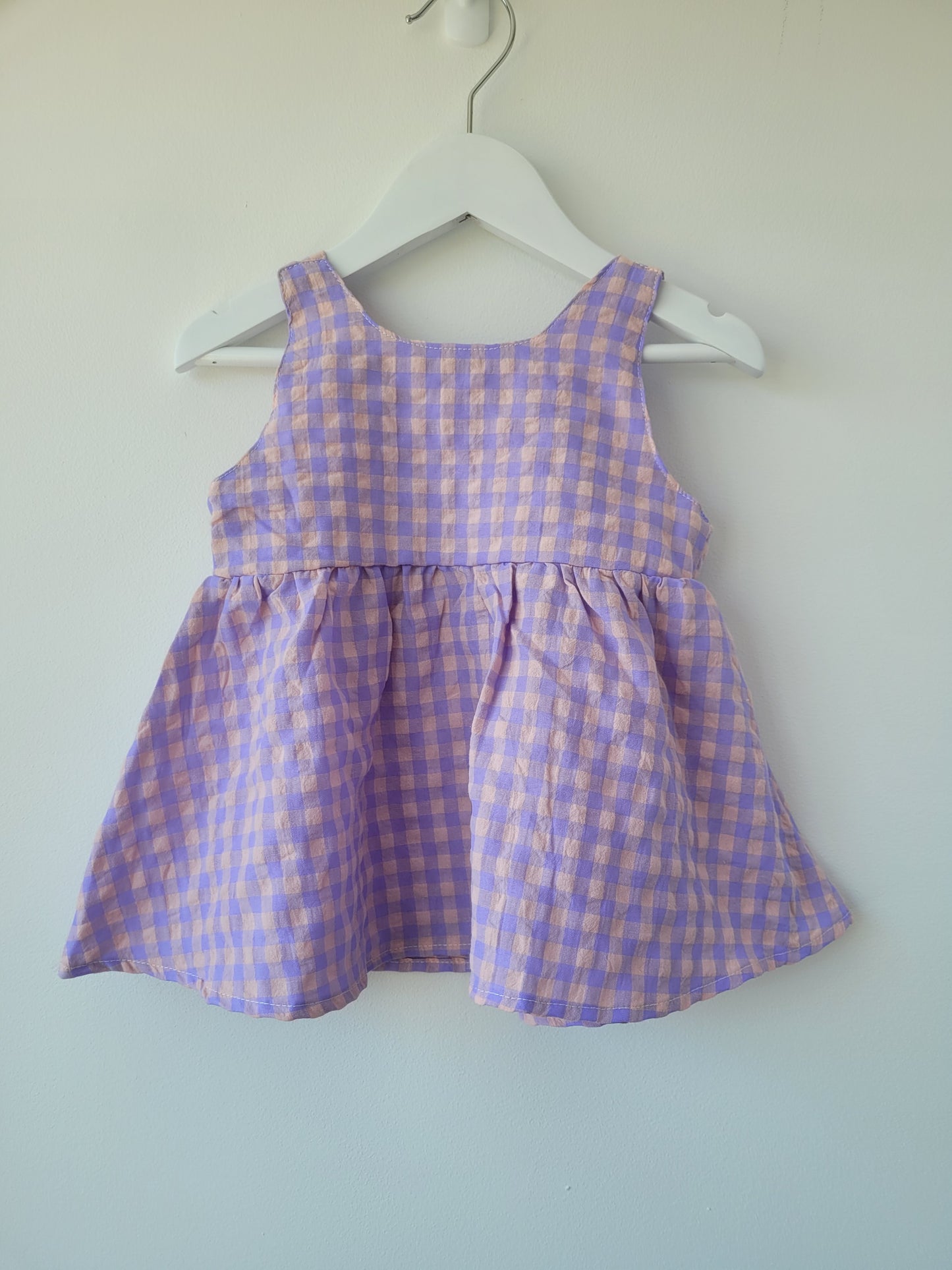 Purple gingham dress with bow