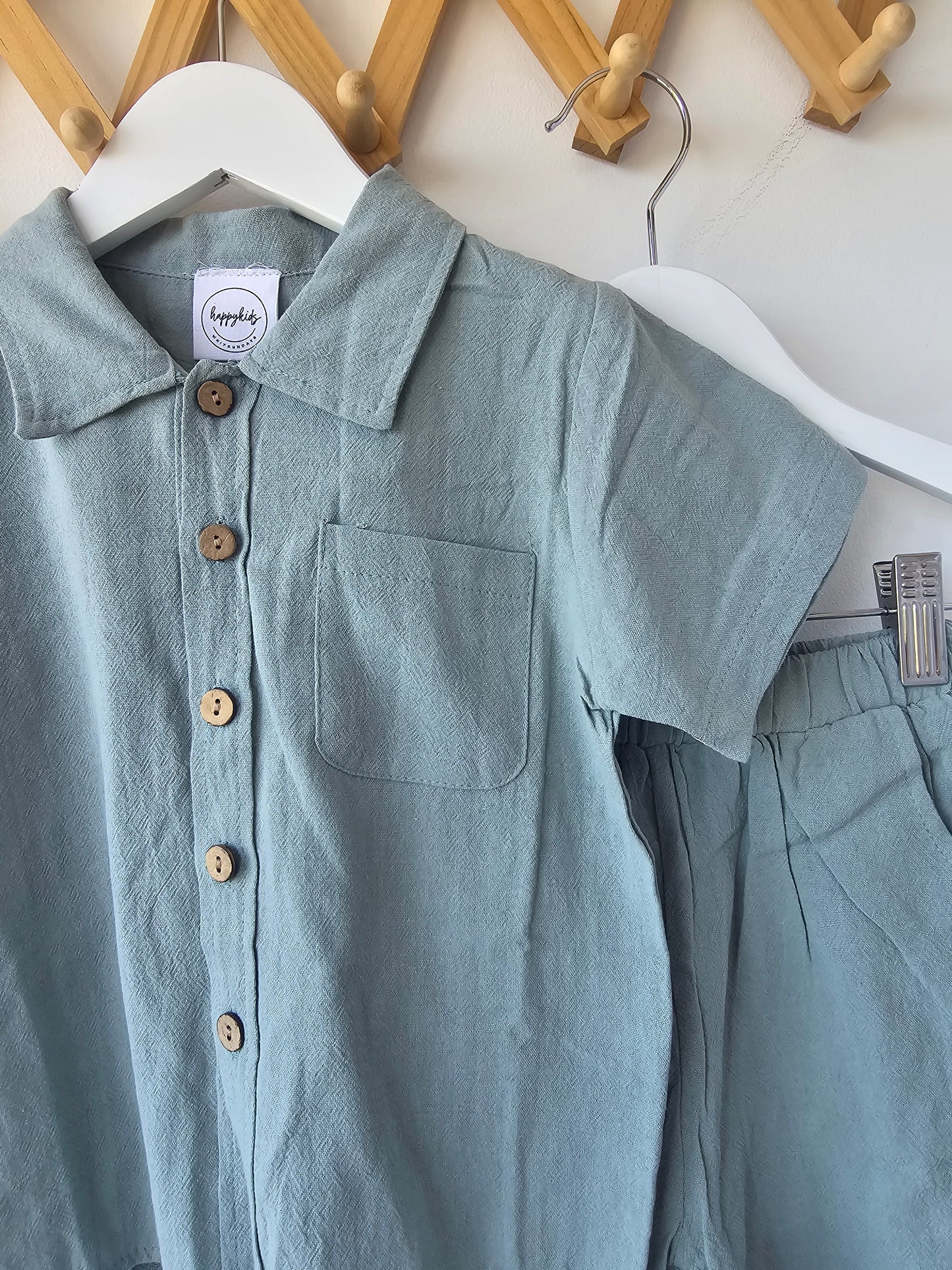 Deep green button-up set