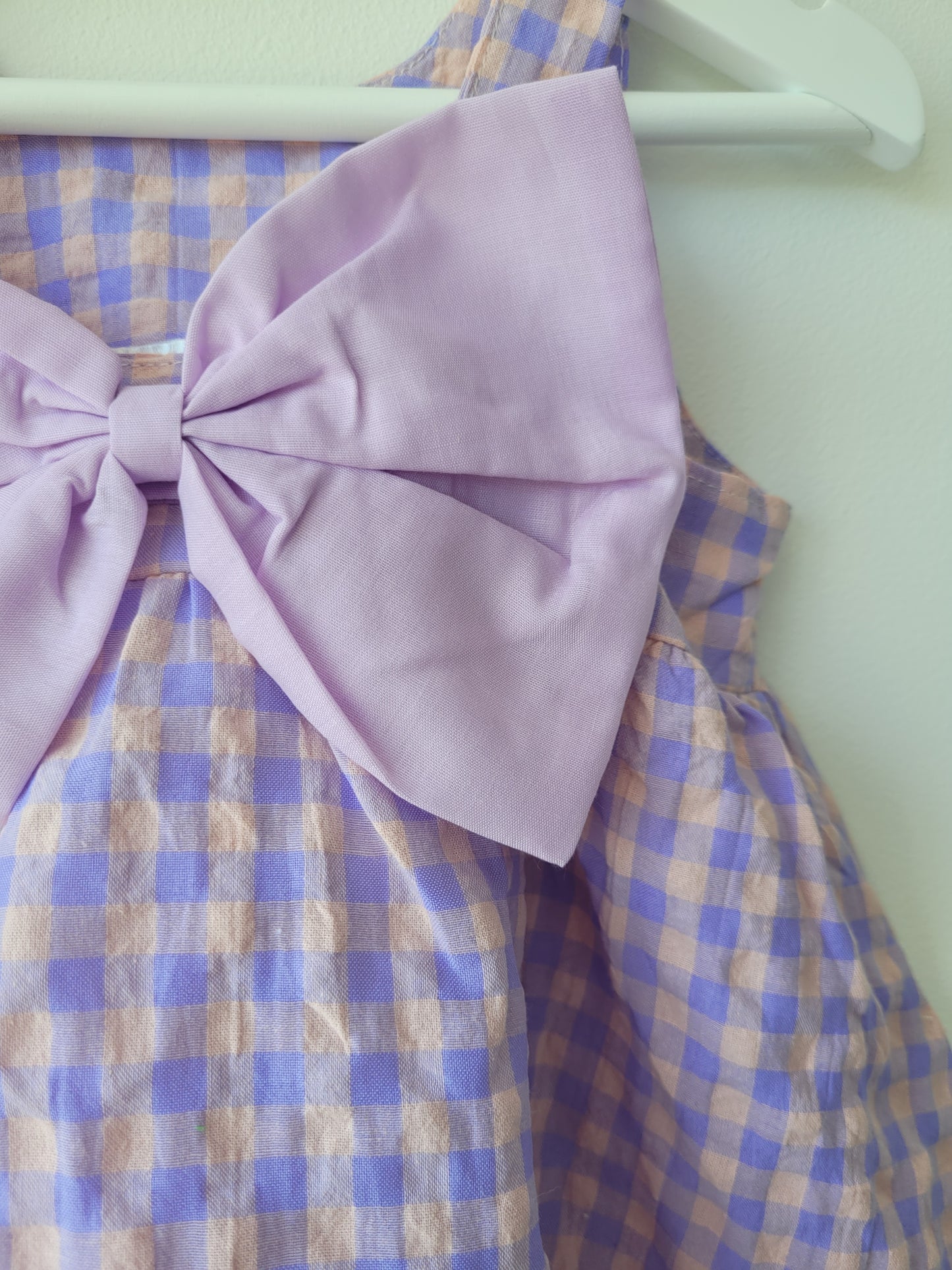 Purple gingham dress with bow