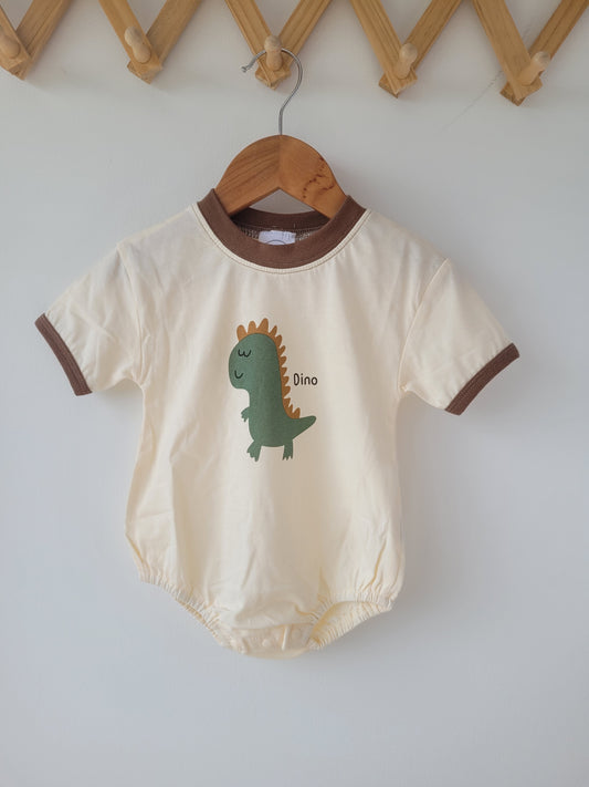 Happy dino romper brown