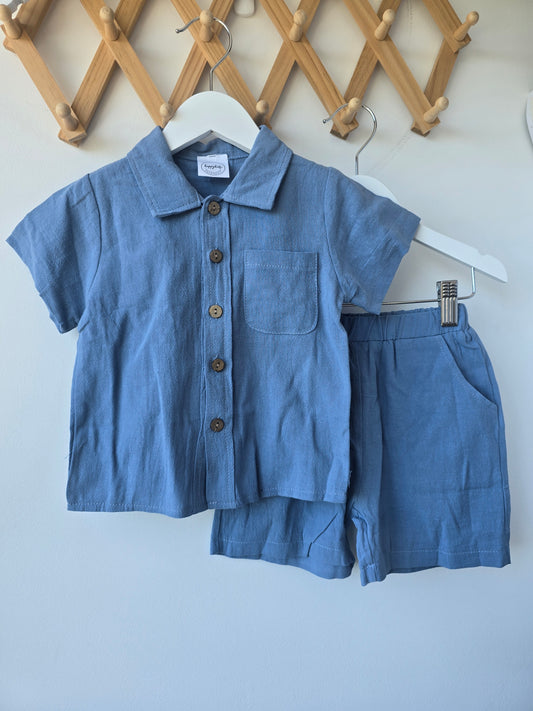 Aqua button-up set