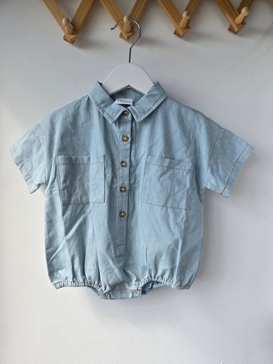 Denim romper oversized