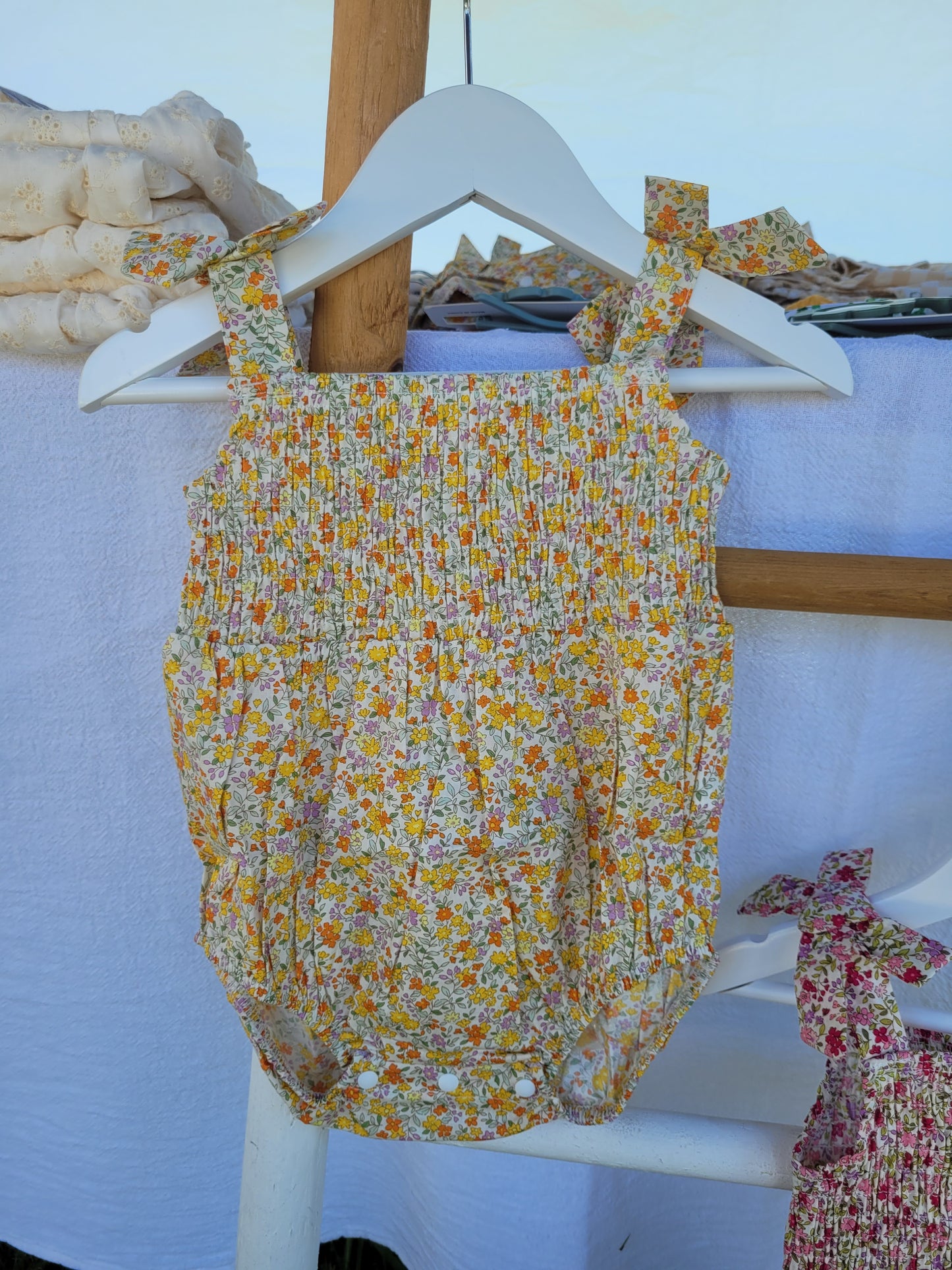 Little yellow flower romper and headband