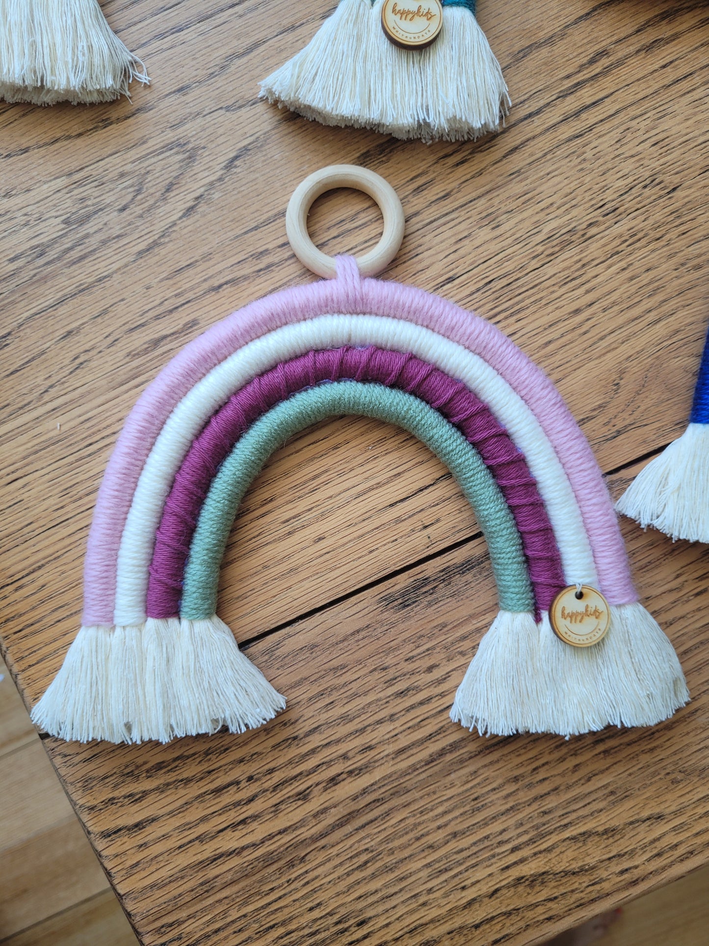 Handmade rainbow pink and sage